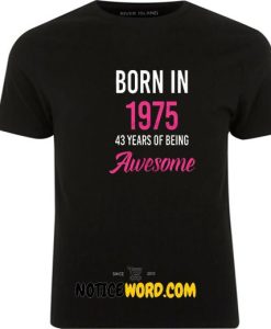 43rd birthday shirt  1975 shirt  43rd birthday  43rd birthday for her Born In 1975 43 Years Of Being Awesome T Shirt