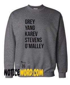 Greys Anatomy Sweatshirt Grey Yang Karev Stevens O'Malley