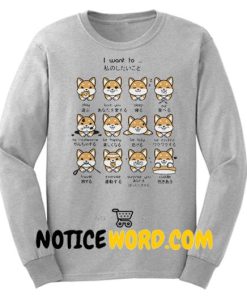 Japanese Shiba Inu Emoticon Crewneck Sweatshirt