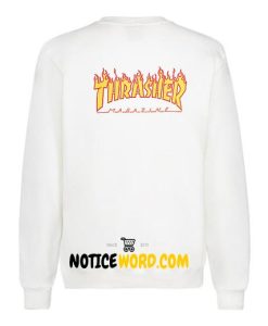 Vans X Thrasher White Checker Long Sleeve back Sweatshirt