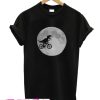 Dinosaur on a Bike In Sky With Moon T-Shirt