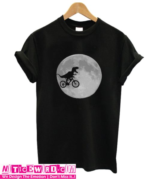 Dinosaur on a Bike In Sky With Moon T-Shirt