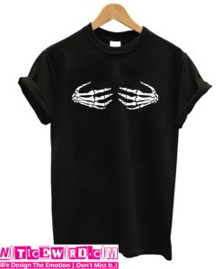 HALLOWEEN skeleton hands boobs tshirt