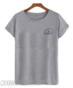 Pocket cat print T-shirt