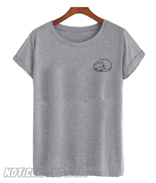 Pocket cat print T-shirt