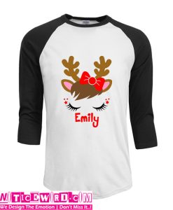 Reindeer Girl Christmas Baseball T Shirt