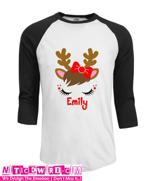 Reindeer Girl Christmas Baseball T Shirt