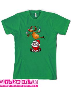 Reindeer is having a drink on Santa Claus T-shirt