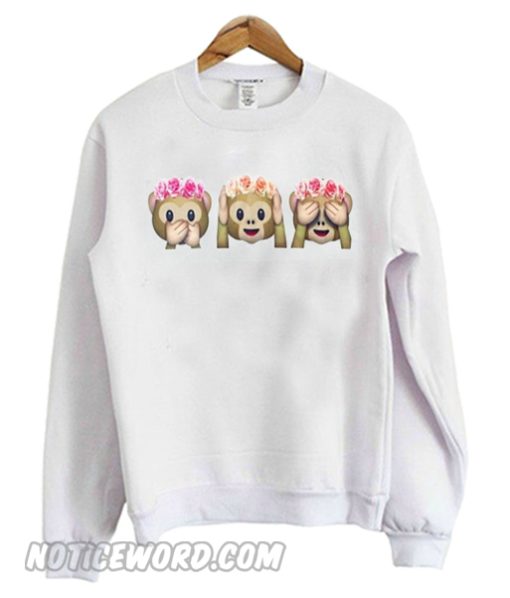 Three Monkeys Emoji white sweatshirt