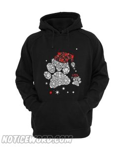 Premium Dog Footprint Santa Hat Hoodie