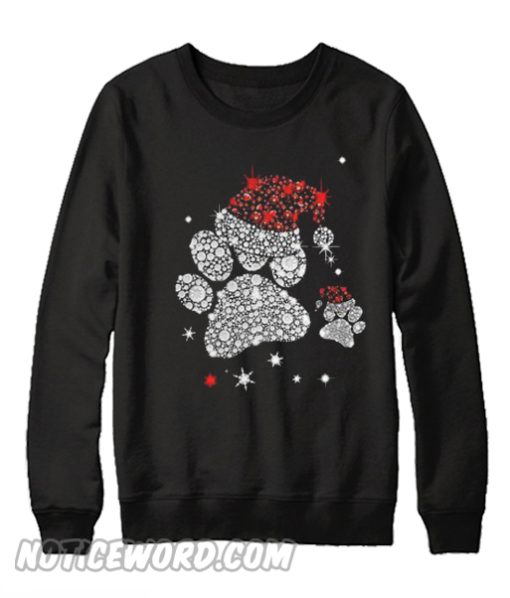 Premium Dog Footprint Santa Hat Sweatshirt