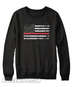 Thin Red Line Support FD Firemen Firefighters Black Long Sleeve Sweatshirt