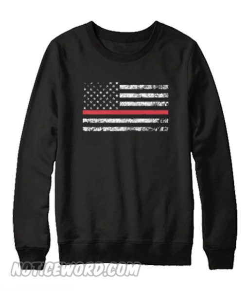 Thin Red Line Support FD Firemen Firefighters Black Long Sleeve Sweatshirt