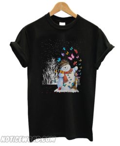 Christmas snowman and butterflies Unisex adult T shirt