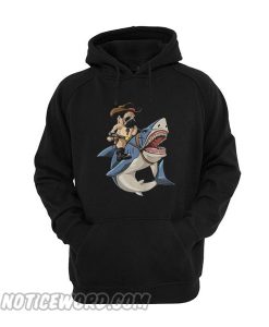 Cowboy Pug riding shark Hoodie