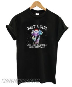 Just A Girl Who Loves Animals And Christmas Elephant T-Shirt