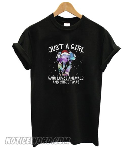 Just A Girl Who Loves Animals And Christmas Elephant T-Shirt