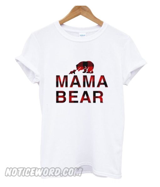 Mama bear with baby bear buffalo plaid T-shirt