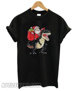 Santa Claus Riding T-Rex Dinosaur Christmas T-shirt