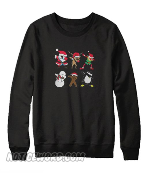 Santa Reindeer Elf Snowman Gingerbread Man Dabbing Sweatshirt