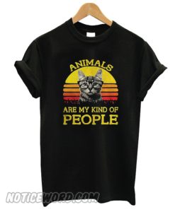 Cat animals are my kind of people retro smooth T-shirt