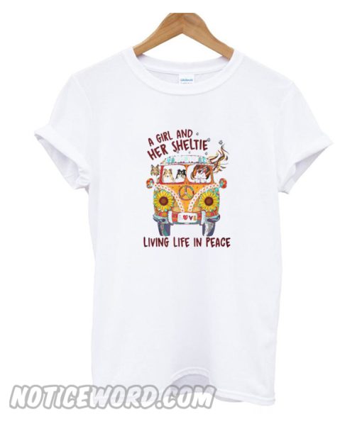 A girl and her sheltie living life in peace smooth T-Shirt