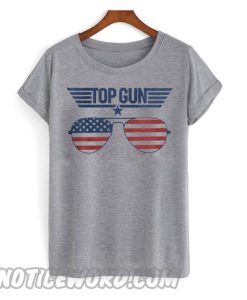 Top Gun Adult Unisex American Flag Glasses Crew smooth T shirt