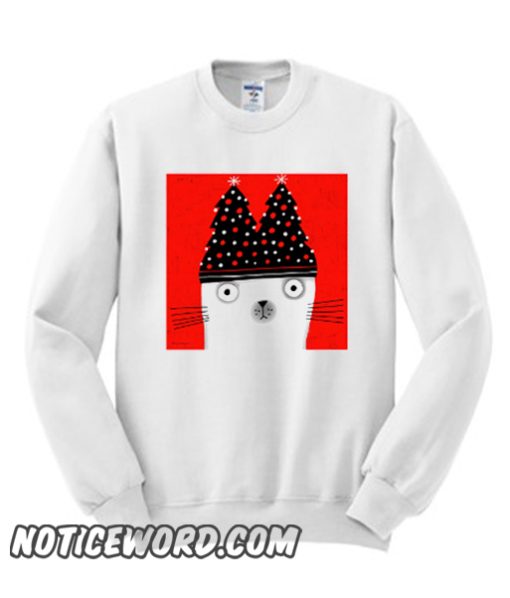 CHRISTMAS TREE HAT CAT smooth Sweatshirt