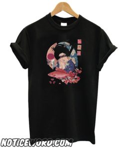 Collage Geisha Samurai in Coral, Indigo and Marsala smooth T-Shirt