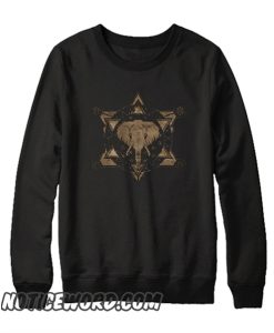 Elephant in Sacred Geometry Black and gold smooth Sweatshirt