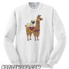 Funny Pug Dog Riding Llama Cartoon smooth Sweatshirt