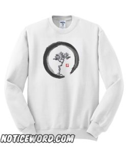 Japanese Pine Tree in Enso Zen Circle - Vintage Japanese Ink smooth Sweatshirt