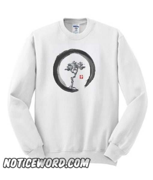 Japanese Pine Tree in Enso Zen Circle - Vintage Japanese Ink smooth Sweatshirt