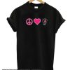 Peace Love Heart Ribbon Breast Cancer Awareness Junior Fit Ladies smooth Tee Shirt 1685