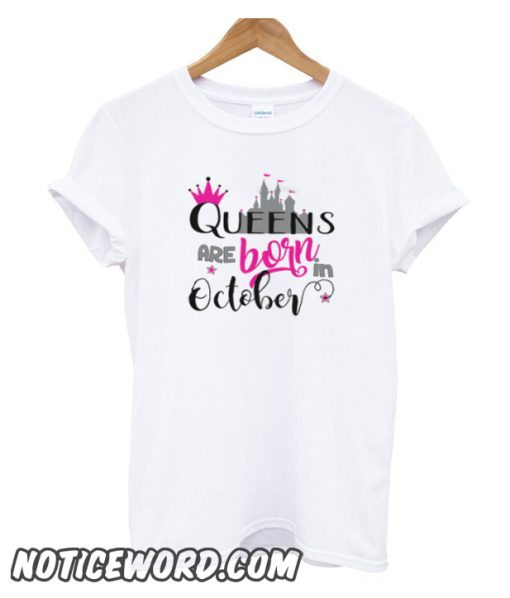 Queens are born in October white smooth T-shirt