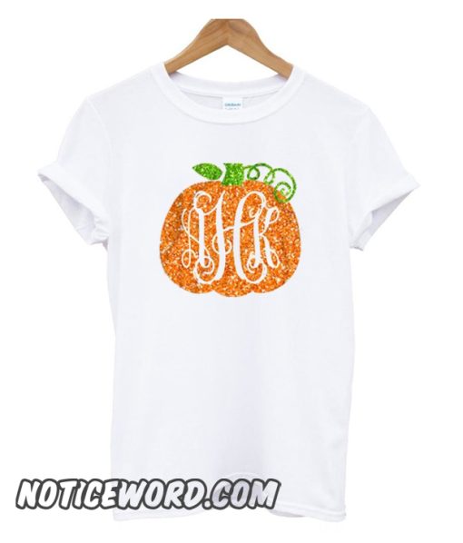 pumpkin vine monogram glitter sparkly smooth t-shirt