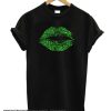 Stylish Green Glitter Lips smooth T-Shirt