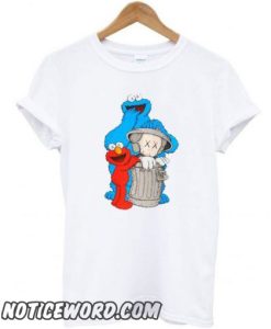 Uniqlo White Kaws X Sesame Street Graphic smooth t shirt