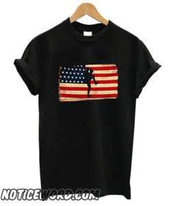 Baseball pitcher throws ball American Flag smooth T-shirt