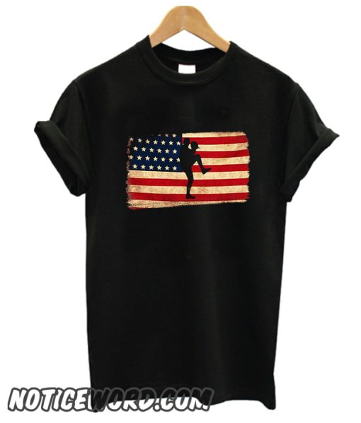 Baseball pitcher throws ball American Flag smooth T-shirt