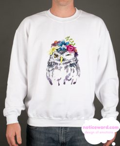 Art Owl Women Watercolor Floral smooth Sweatshirt