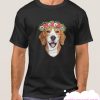 Beagle with flowers smooth t SHirt