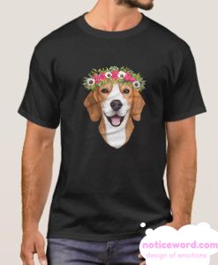 Beagle with flowers smooth t SHirt