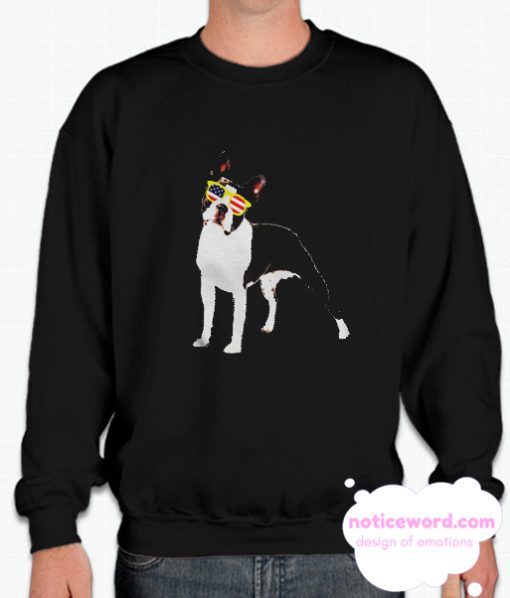 Boston Terrier American Flag 4th Of July smooth Sweatshirt