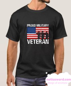 Proud Military Veteran Patriotic Red White Blue US Flag smooth T-Shirt