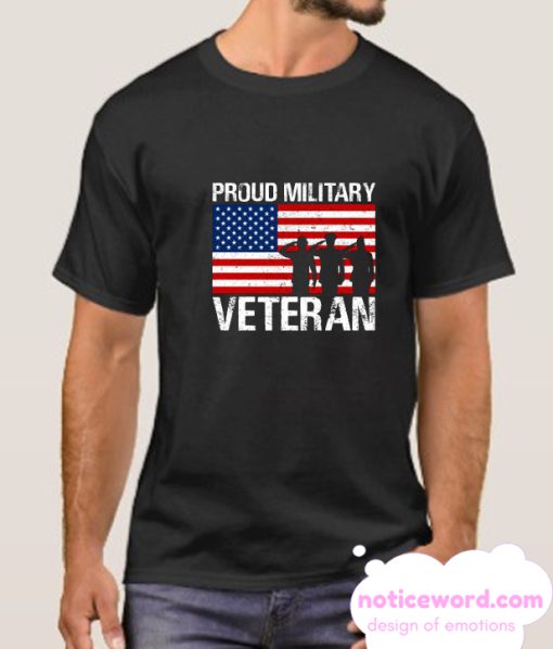 Proud Military Veteran Patriotic Red White Blue US Flag smooth T-Shirt