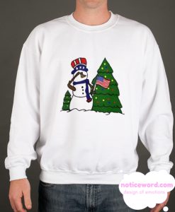 Patriotic Christmas Snowman smooth Sweatshirt