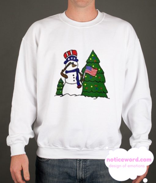 Patriotic Christmas Snowman smooth Sweatshirt