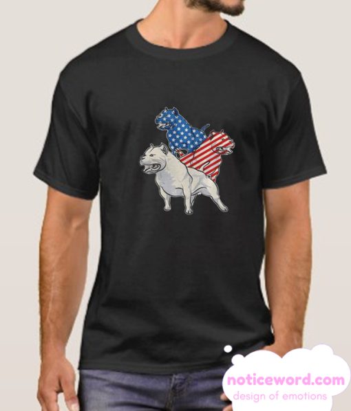 Pit Bull American Flag smooth Tshirt