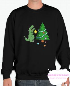 T rex trying to decorate a Christmas tree smooth Sweatshirt